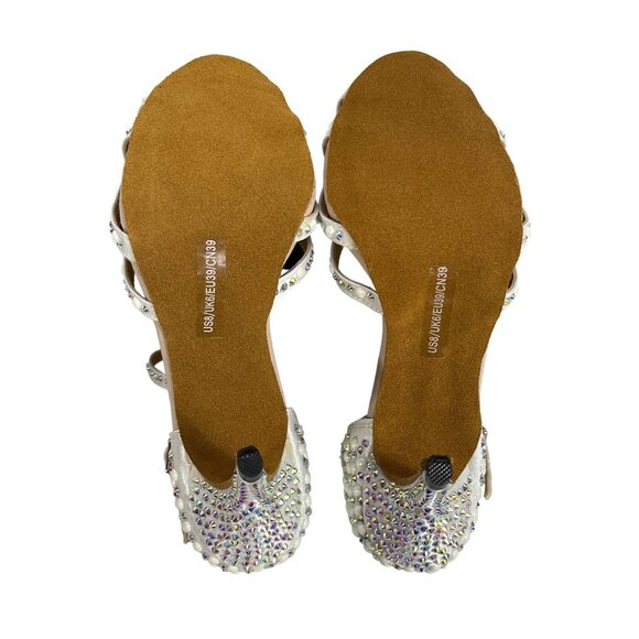 Customized Women’s Silver Ballroom Dance Heels Rhinestones Sz 8 (EU 38) NWOB - Picture 6 of 9